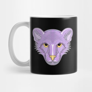 purple cheetah cartoon face Mug